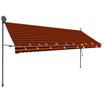 Manual Retractable Awning with LED - 400 cm Orange & Brown