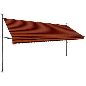 Manual Retractable Awning with LED - 400 cm Orange & Brown