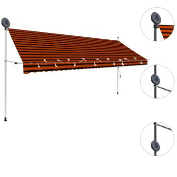 Manual Retractable Awning with LED - 400 cm Orange & Brown