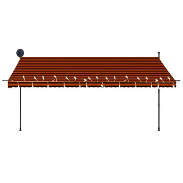 Manual Retractable Awning with LED - 400 cm Orange & Brown