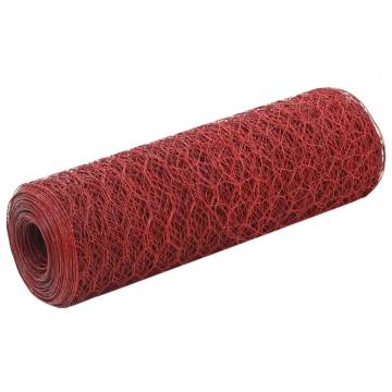 Chicken Wire Fence Steel with PVC Coating - 25x0.5m Red