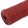 Chicken Wire Fence Steel with PVC Coating - 25x0.5m Red