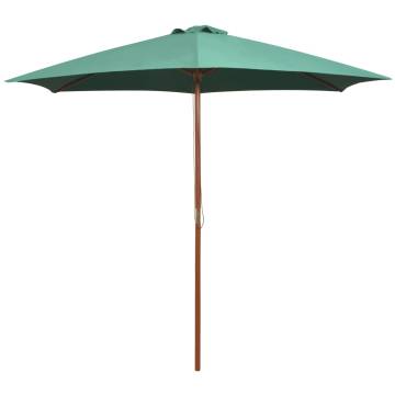 Parasol 270x270 cm Wooden Pole Green - Stylish Garden Shade