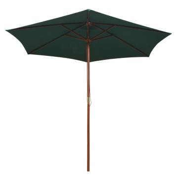 Parasol 270x270 cm Wooden Pole Green - Stylish Garden Shade