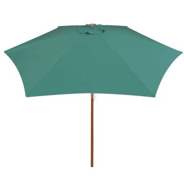 Parasol 270x270 cm Wooden Pole Green - Stylish Garden Shade