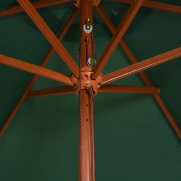 Parasol 270x270 cm Wooden Pole Green - Stylish Garden Shade