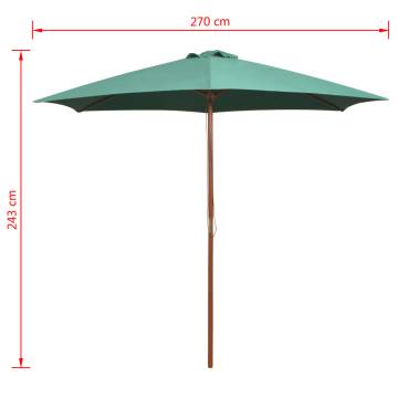 Parasol 270x270 cm Wooden Pole Green - Stylish Garden Shade