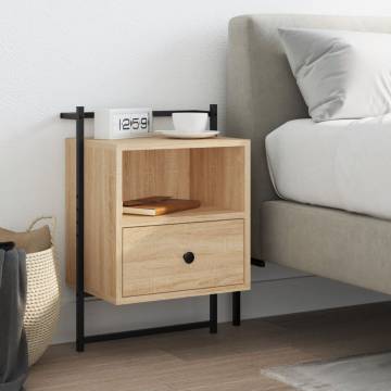 Sonoma Oak Wall-mounted Bedside Cabinet | Space-saving Design