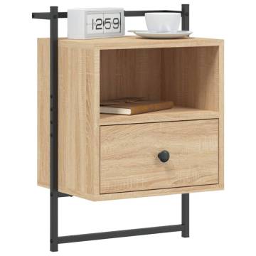 Sonoma Oak Wall-mounted Bedside Cabinet | Space-saving Design