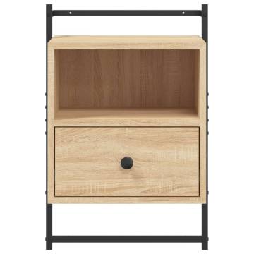 Sonoma Oak Wall-mounted Bedside Cabinet | Space-saving Design