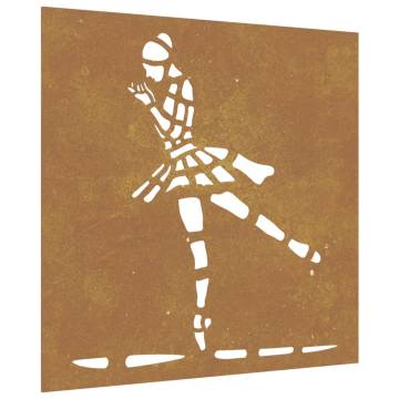 Stunning Corten Steel Ballet Dancer Garden Wall Decor - 55x55 cm