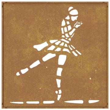 Stunning Corten Steel Ballet Dancer Garden Wall Decor - 55x55 cm