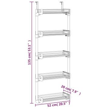 Door Organiser with 5 Shelves - Aluminium, Space-Saving Design