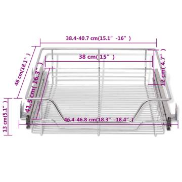 Pull-Out Wire Baskets 2 pcs Silver - Optimise Kitchen Storage