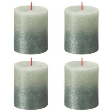 Bolsius Rustic Pillar Candles Sunset - 4 pcs Foggy Green & Blue