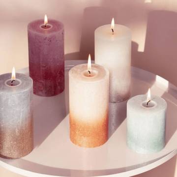 Bolsius Rustic Pillar Candles Sunset - 4 pcs Foggy Green & Blue