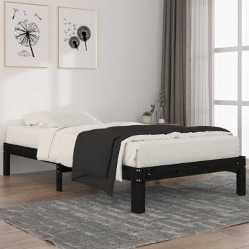 Black Solid Pine Bed Frame 100x200 cm - Modern Design