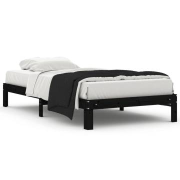 Black Solid Pine Bed Frame 100x200 cm - Modern Design