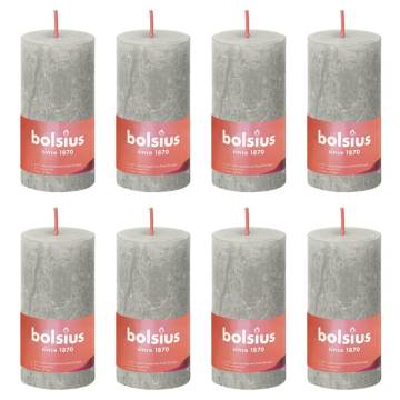 Bolsius Rustic Pillar Candles - Sandy Grey, 8 pcs | HipoMarket