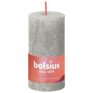 Bolsius Rustic Pillar Candles - Sandy Grey, 8 pcs | HipoMarket