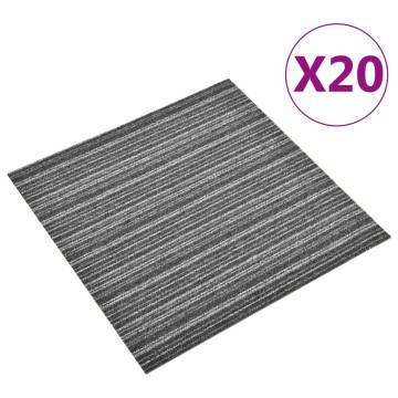 Carpet Floor Tiles - 20 pcs 5 m² Striped Anthracite