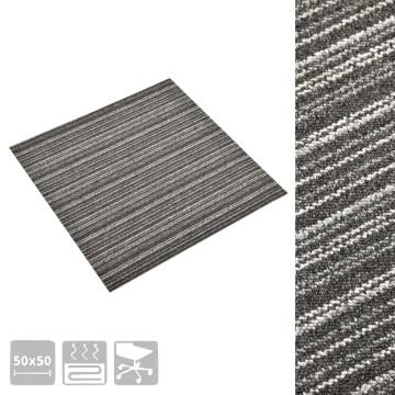 Carpet Floor Tiles - 20 pcs 5 m² Striped Anthracite