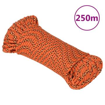 Durable Orange Boat Rope 5mm x 250m - Polypropylene