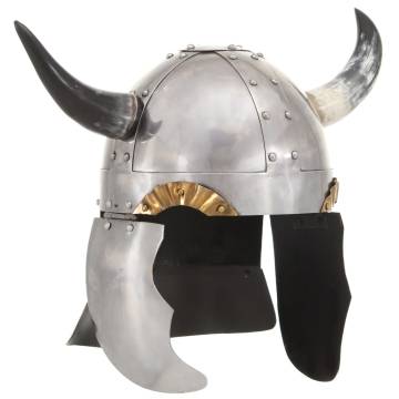 Fantasy Viking Helmet LARP Silver Steel - Antique Style