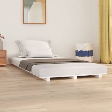 White Bed Frame 100x200 cm - Solid Pine & Sturdy Design