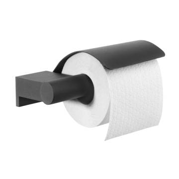 Tiger Toilet Roll Holder 'Bold' Matt Black with Cover