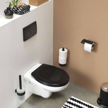 Tiger Toilet Roll Holder 'Bold' Matt Black with Cover