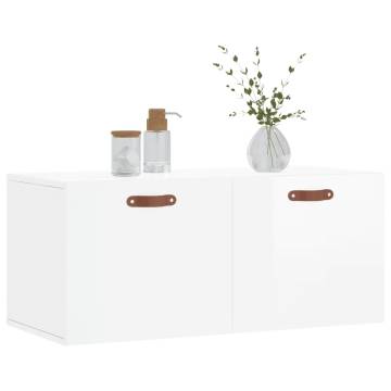 High Gloss White Wall Cabinet | 80x36.5x35 cm | Durable Design