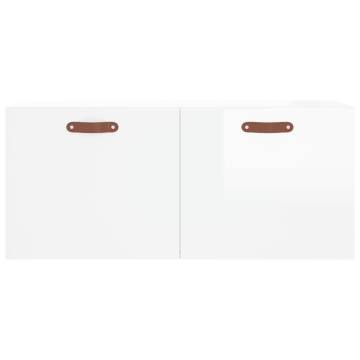 High Gloss White Wall Cabinet | 80x36.5x35 cm | Durable Design