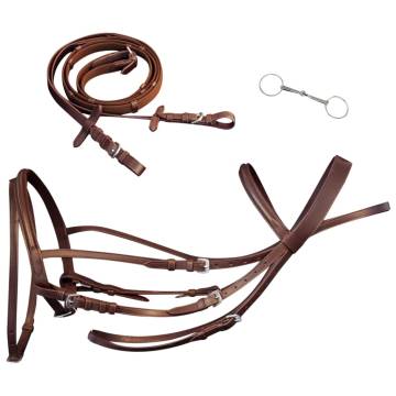 Leather Flash Bridle with Reins & Bit for Pony - Brown