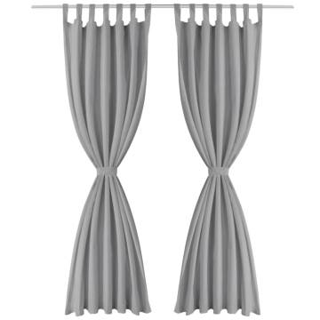 Micro-Satin Curtains 2 pcs 140x175 cm Grey - Stylish Privacy