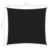 Black 4x4m Square Sunshade Sail - Oxford Fabric