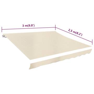 Cream Awning Top Sunshade Canvas 3x2.5m - UV Resistant