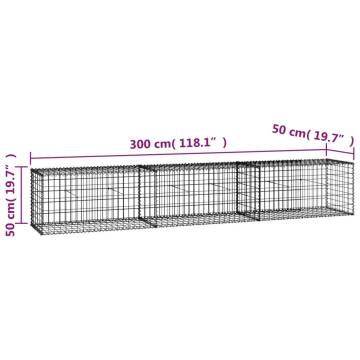 Gabion Wall with Covers - Galvanised Steel 300x50 cm