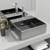 Wash Basin with Overflow 41x41x15 cm Ceramic Silver Colour silver 