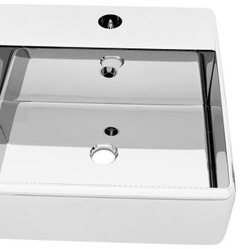 Chic Silver Ceramic Wash Basin with Overflow | 41x41 cm