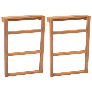 Towel Racks 2 pcs Solid Teak Wood | Hipomarket UK