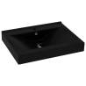 Luxury Matt Black Ceramic Basin with Faucet Hole - 60x46 cm