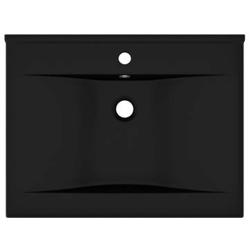 Luxury Matt Black Ceramic Basin with Faucet Hole - 60x46 cm