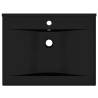 Luxury Matt Black Ceramic Basin with Faucet Hole - 60x46 cm