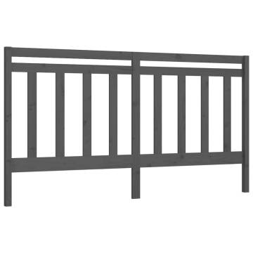 Stylish Grey Wooden Bed Headboard - Solid Pine, 206x4x100 cm