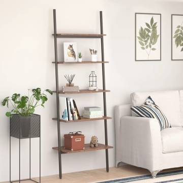 5-Tier Leaning Shelf - Dark Brown & Black | Hipomarket UK