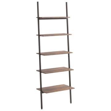 5-Tier Leaning Shelf - Dark Brown & Black | Hipomarket UK