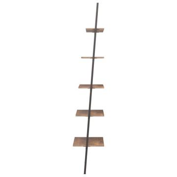 5-Tier Leaning Shelf - Dark Brown & Black | Hipomarket UK