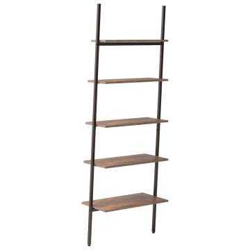 5-Tier Leaning Shelf - Dark Brown & Black | Hipomarket UK