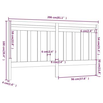 Stylish Grey Wooden Bed Headboard - Solid Pine, 206x4x100 cm